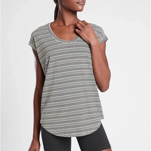 Athleta Cloudlight Stratus Tee Sleeveless Gray Striped Top